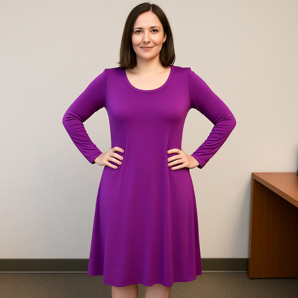 NWT HiMONE Women’s Medium Purple T-Shirt Dress Silky Soft Stretch Pockets Casual